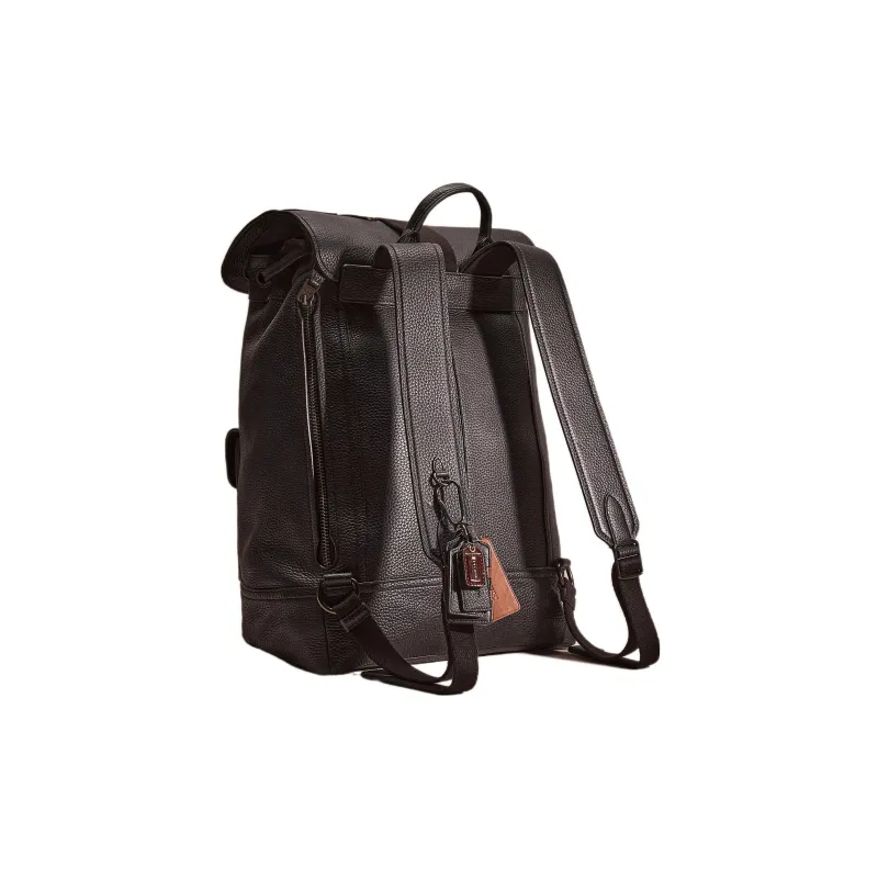 COACH Bleecker Leather Backpack Large Size Men's Black-1