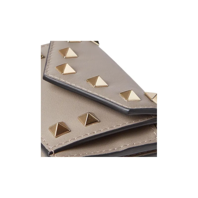 Valentino Rockstud Calfskin Wallet Small Size Women's Opal Gray-4