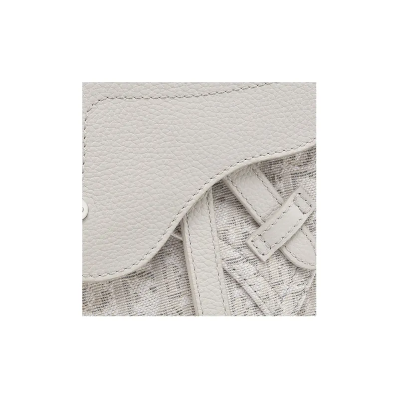 DIOR Saddle Nylon Fabric Saddle Bag, Sling Bag, Fanny Pack, Shoulder Bag, Crossbody Bag Small Size Unisex Beige-3