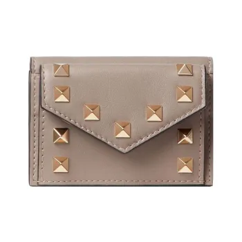 Valentino Rockstud Calfskin Wallet Small Size Women's Opal Gray