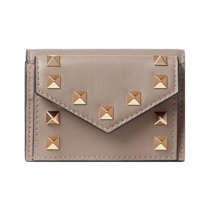Valentino Rockstud Calfskin Wallet Small Size Women's Opal Gray-0