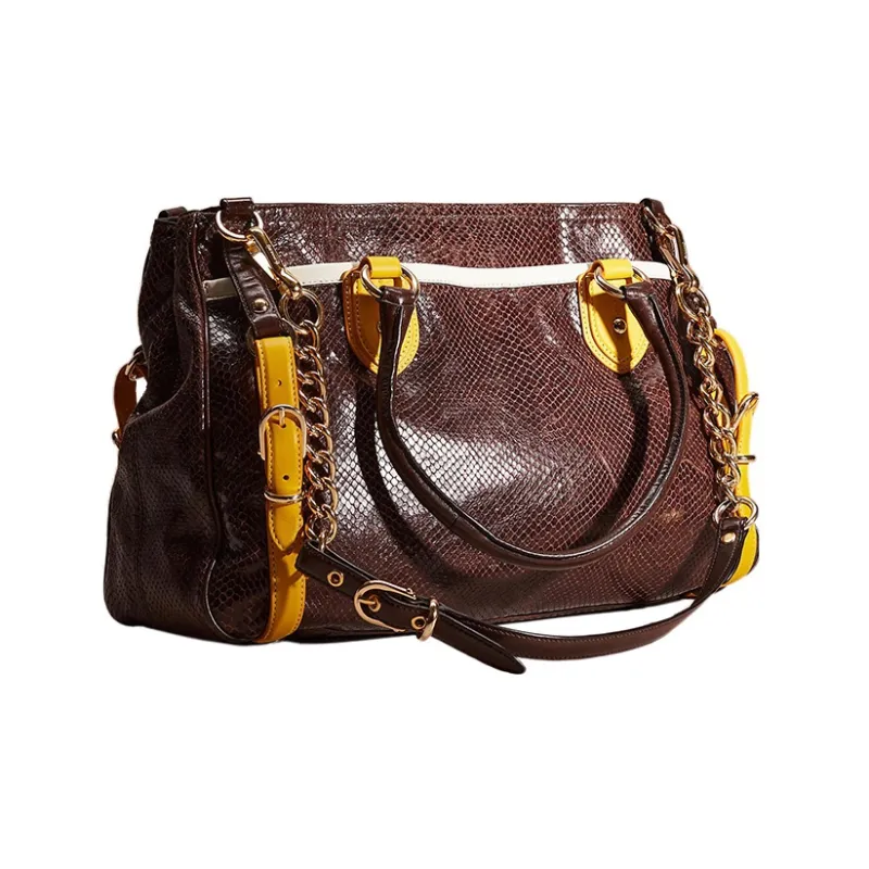 COACH Sierra Textured Leather One Shoulder Handbags Large Size Women's Chocolate Brown-1