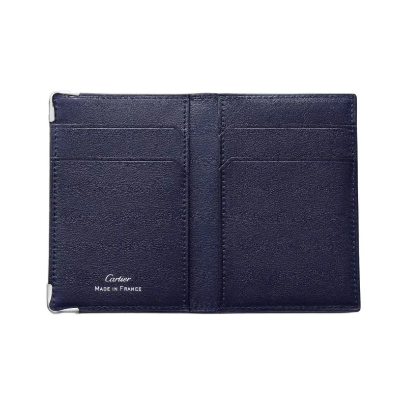 CARTIER Must De Cartier Calfskin Card Holder Men's Blue-1