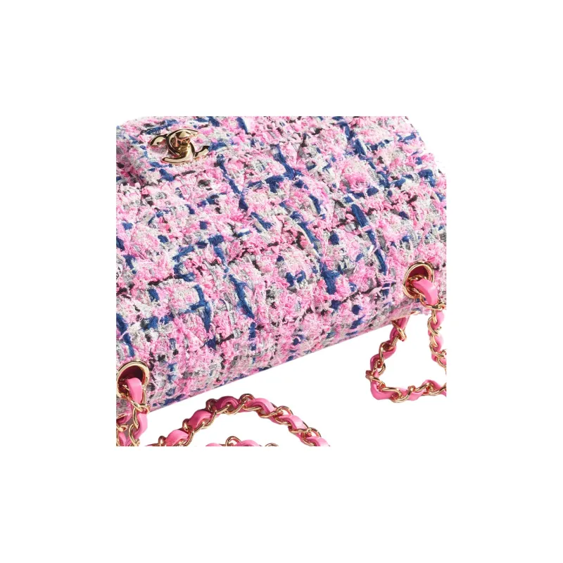 CHANEL Classic Flap CF Tweed Crossbody Bag, Shoulder Bag Trumpets Women's Multicolor-5