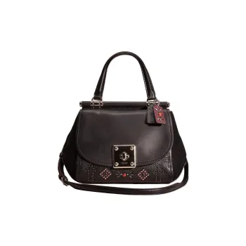COACH Drifter Glove Tanned Leather With Suede Accents Handbag Shoulder Bag Crossbody Bag Medium Size Women's Black