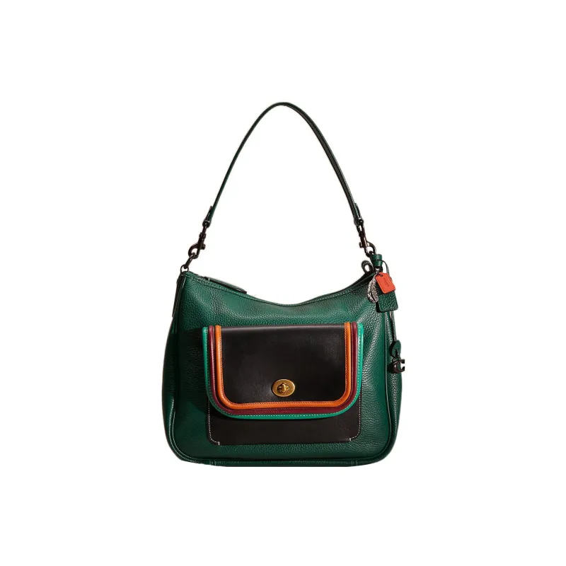 COACH Cary Pebbled Leather Portable Crossbody Bag Shoulder Bag Women's Dark Green-0