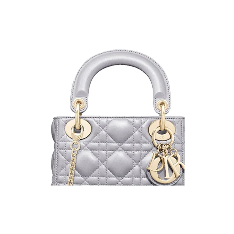 DIOR Lady Dior Sheepskin Dior Bag Shoulder Bag Crossbody Bag Handbag Mini Women's Milk Gray-3