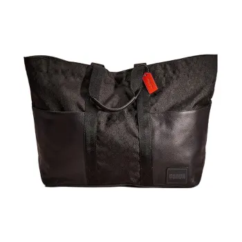 COACH Pacer Nylon With Leather Tote Bag Shopping Bag Handbag Large Size Women's Black