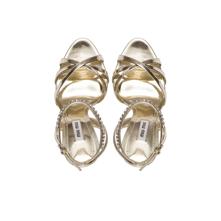 MIU MIU Crystal-embellished Metallic 110mm Sandals-2