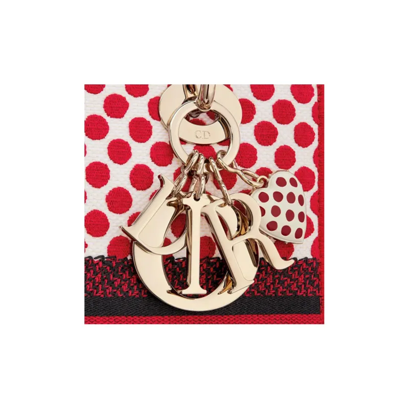 DIOR Lady D Lite Embroidery Lady Dior Bag, Shoulder Bag, Handbag Medium Size Women's Red-4