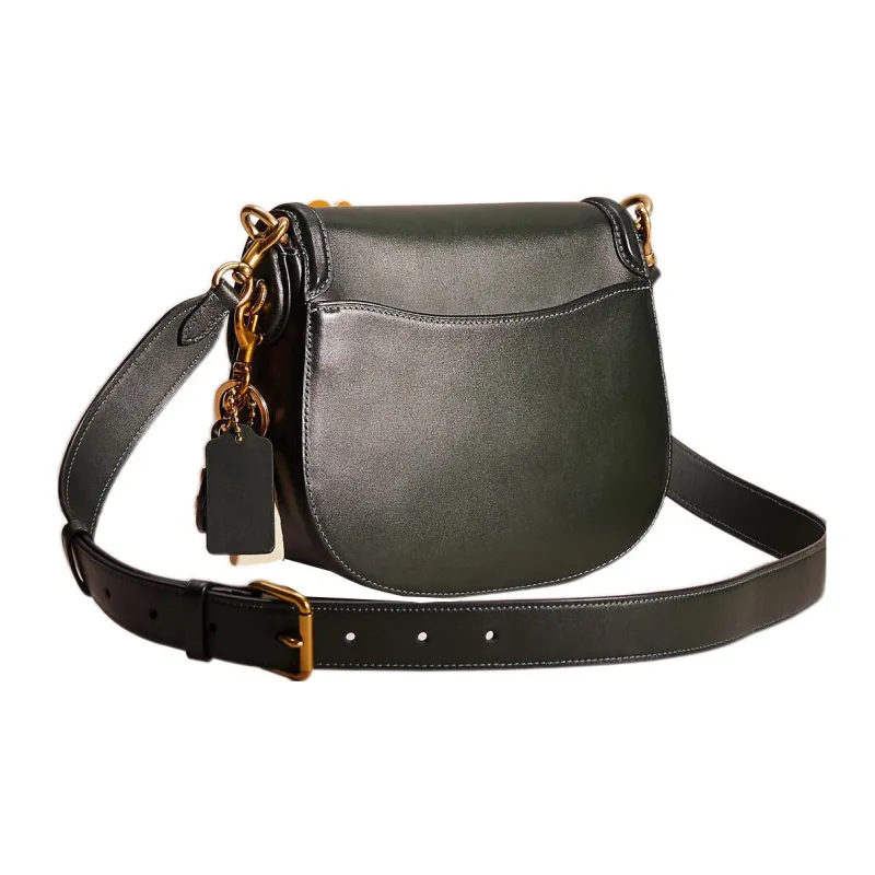 COACH Beat Glove Tanned Leather Saddle Bag, Shoulder Bag, Crossbody Bag Women's Black-1
