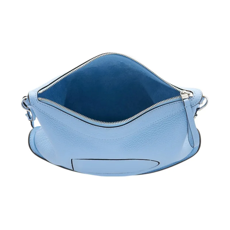 Delvau Pin Swing Soft Grained Leather Shoulder Bag Crossbody Bag Handbag Women's Blue-3