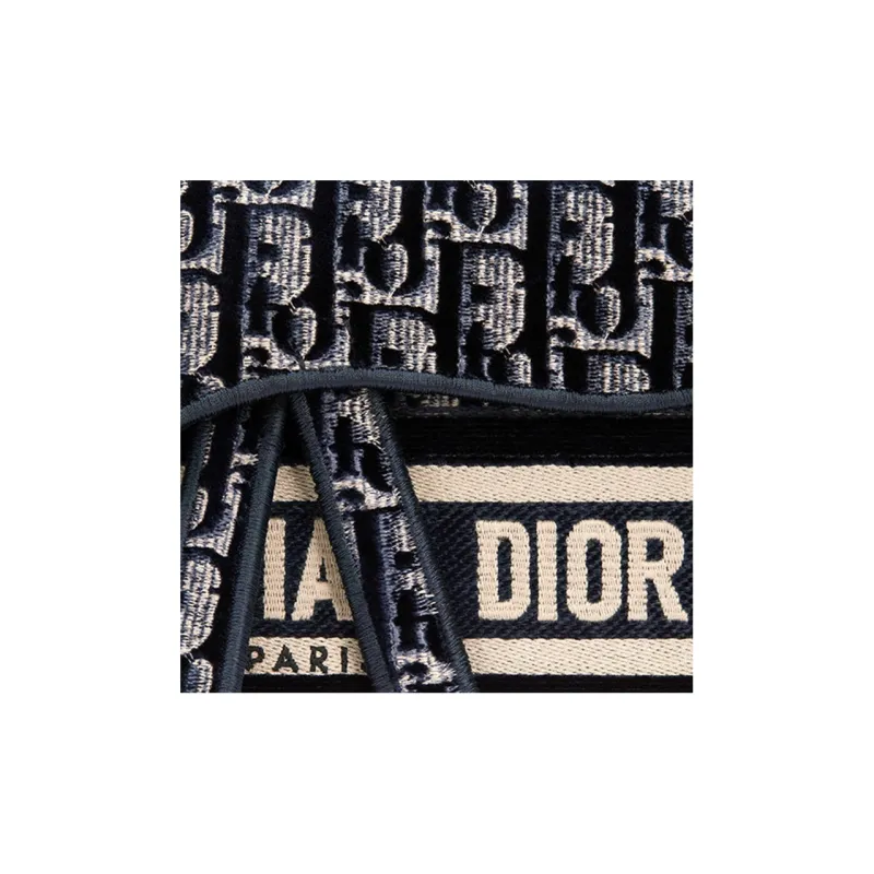DIOR Saddle Velvet Saddle Bag Clutch Crossbody Bag Fanny Pack Women's Blue-3