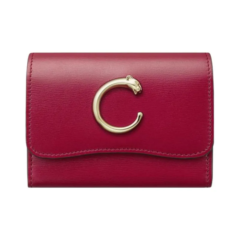 CARTIER Panthère De Cartier Calfskin Wallet Mini Women's Red-0