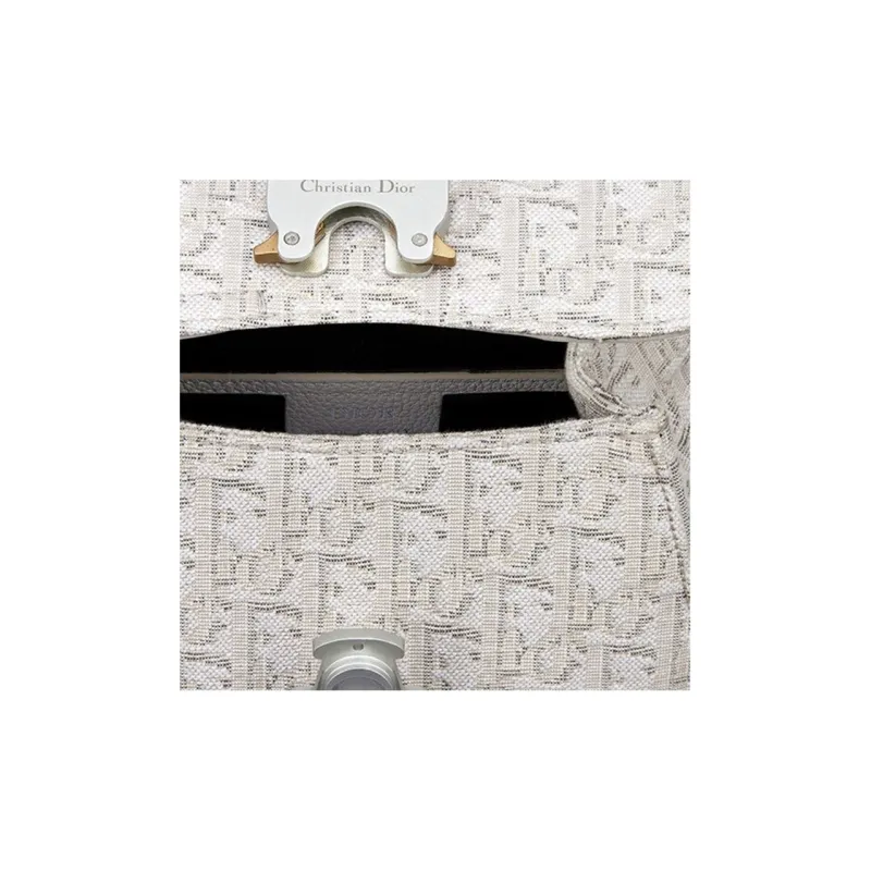 DIOR Saddle Canvas With Leather Backpack Mini Women's Beige-4