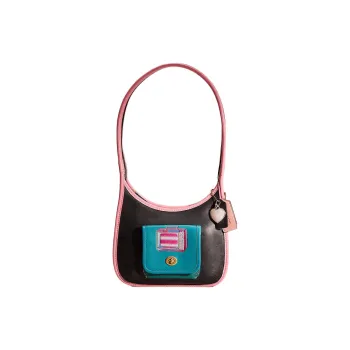 COACH Ergo Leather Handbag Shoulder Bag Women's Black & Pink