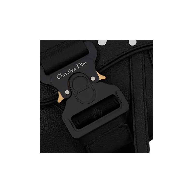 DIOR SACAI Collaboration Saddle Leather Saddle Bag Fanny Pack Sling Bag Crossbody Bag Men's Black-3