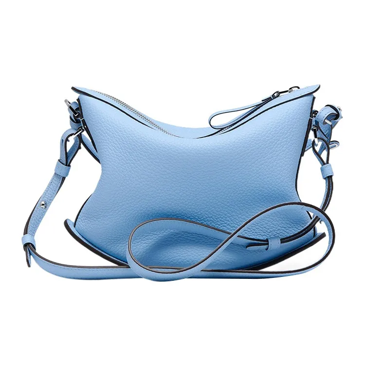 Delvau Pin Swing Soft Grained Leather Shoulder Bag Crossbody Bag Handbag Women's Blue-2