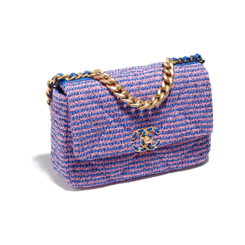 CHANEL 19Bag Twill Soft Woolen Shoulder Bag, Crossbody Bag Women's Blue/Pink/Black/White-1