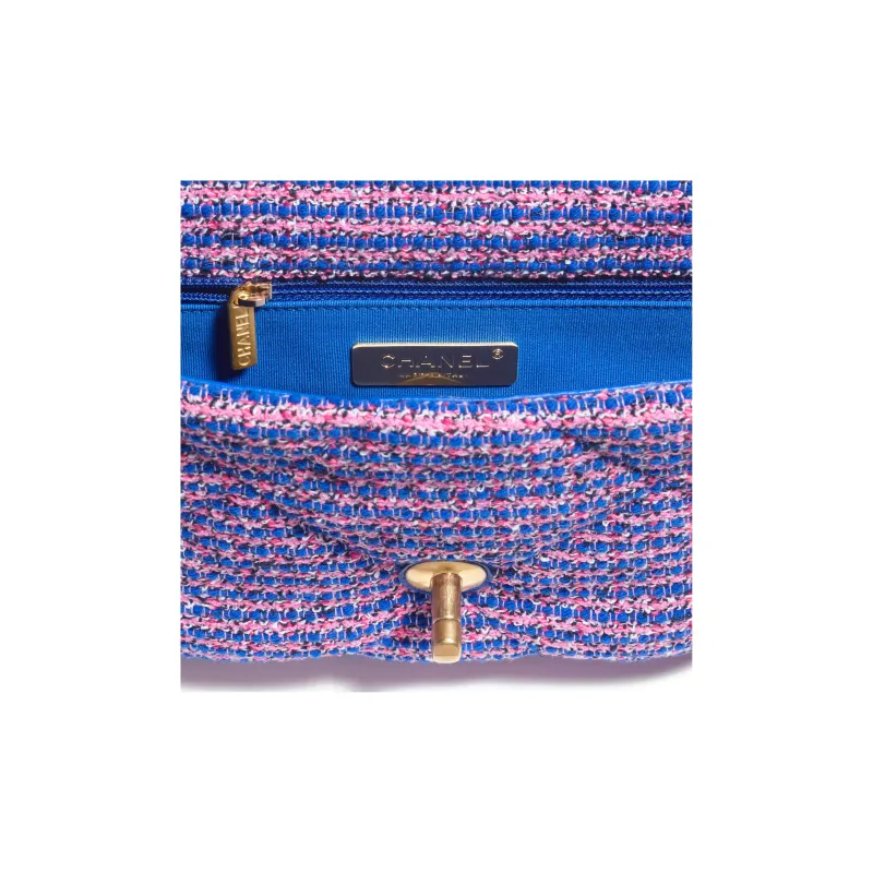 CHANEL 19Bag Twill Soft Woolen Shoulder Bag, Crossbody Bag Women's Blue/Pink/Black/White-3