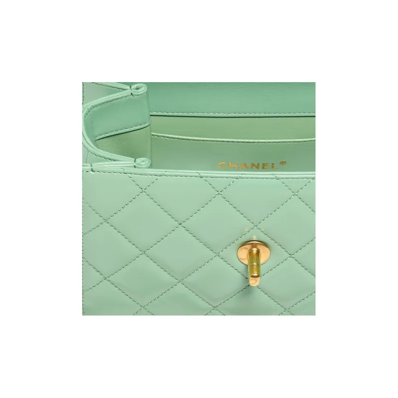 CHANEL Bright Calfskin Flap Bag, Handbag, Shoulder Bag, Crossbody Bag Mini Women's Light Green-4