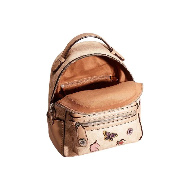 COACH Campus Canvas With Calfskin Backpack Medium Size Women's Taupe-2