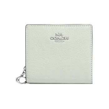 COACH Snap Wallet Pebbled Leather Wallet Women's Sage Green