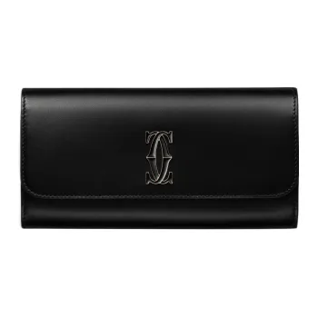 CARTIER Calfskin Wallet Women's Black