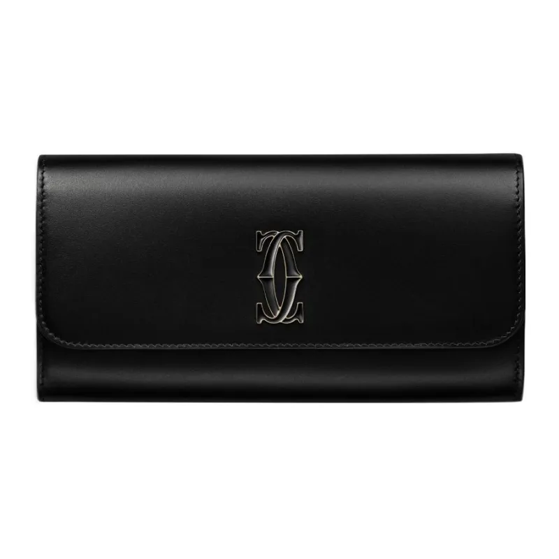 CARTIER Calfskin Wallet Women's Black-0