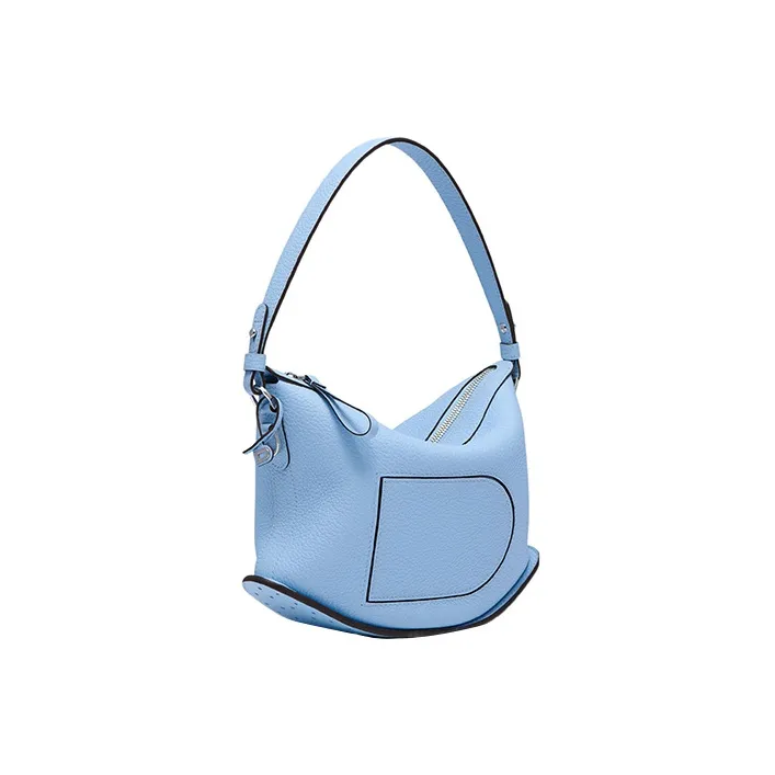 Delvau Pin Swing Soft Grained Leather Shoulder Bag Crossbody Bag Handbag Women's Blue-1
