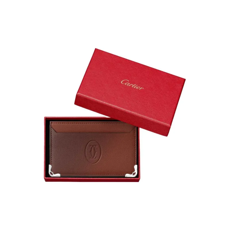 CARTIER Must De Cartier Calfskin Card Holder Men's Gradient Brown-2
