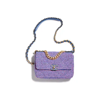 CHANEL 19Bag Twill Soft Woolen Shoulder Bag, Crossbody Bag Women's Blue/Pink/Black/White