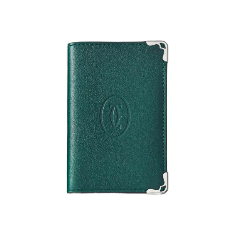 CARTIER Must De Cartier Calfskin Card Holder Men's Peacock Green-0