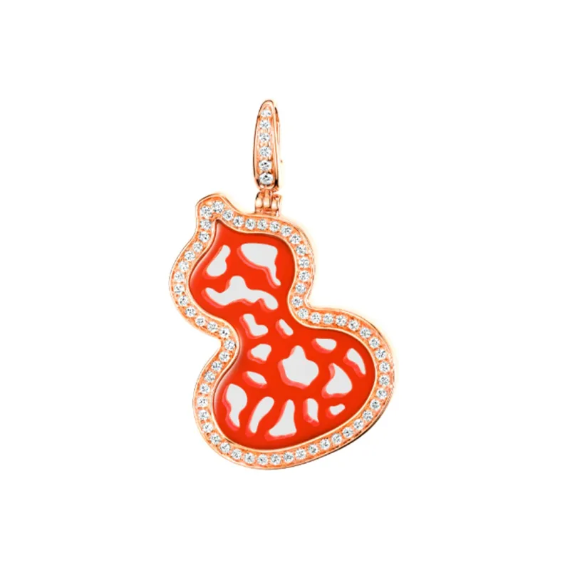 Qeelin Wulu 18K Rose Gold Diamond And Red Agate Pendants Women's-0