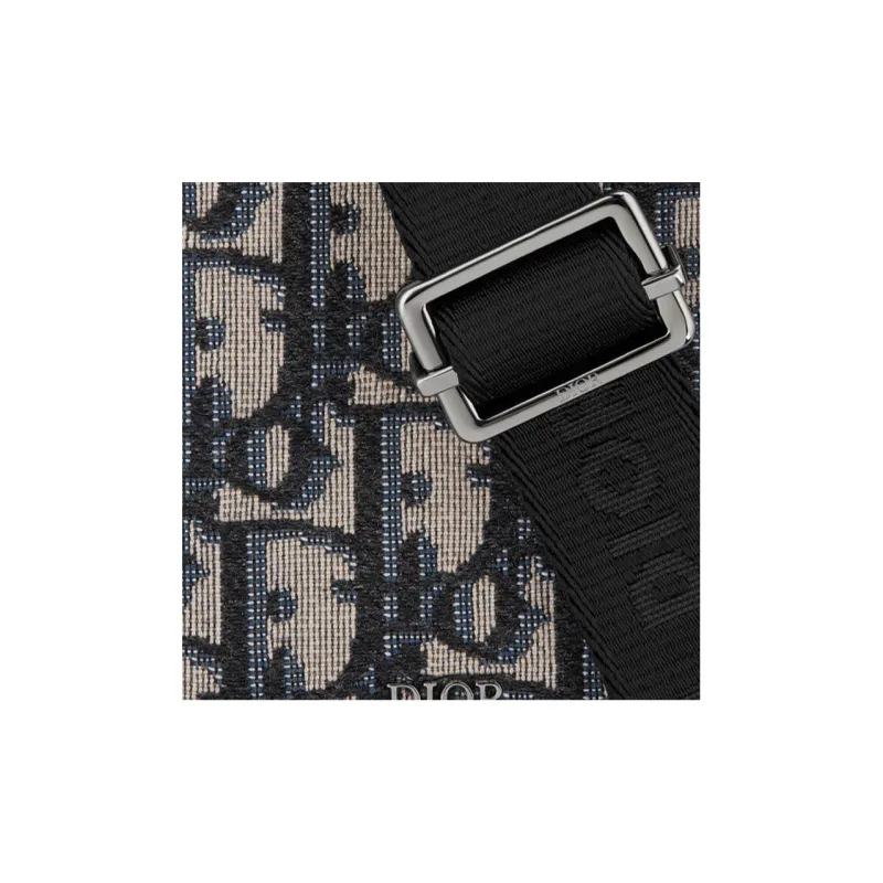 DIOR Jacquard Fabric With Grain Cow Leather Detail Handheld Crossbody Bag, Shoulder Bag Extra Mini Unisex Beige/Black-3