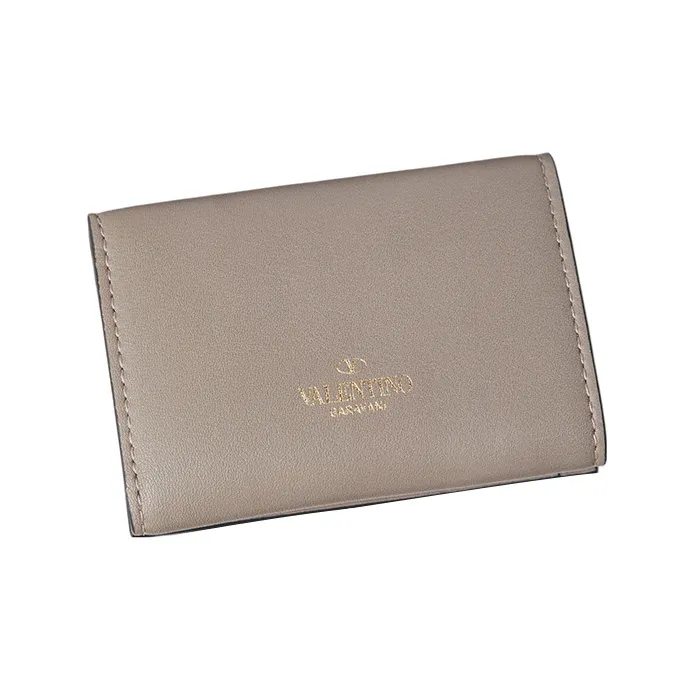 Valentino Rockstud Calfskin Wallet Small Size Women's Opal Gray-2