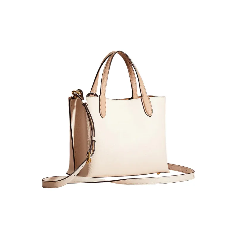 COACH Willow Pebbled Leather Shoulder Bag, Crossbody Bag, Handbag Medium Size Women's Chalk White-1