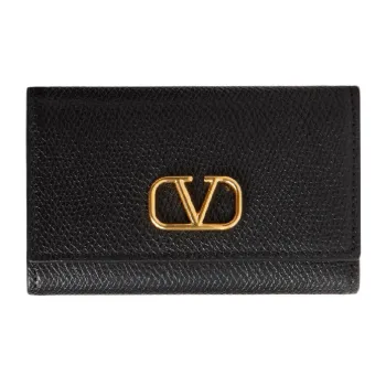 Valentino Grained Calfskin Key Pouch Women's Black