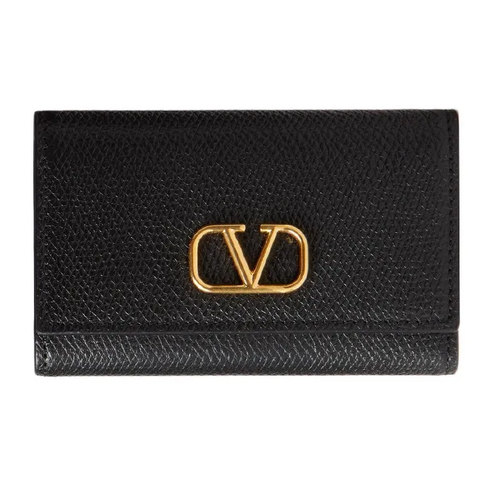Valentino Grained Calfskin Key Pouch Women's Black-0