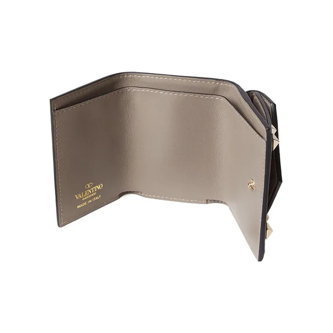Valentino Rockstud Calfskin Wallet Small Size Women's Opal Gray-3