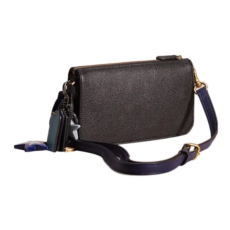 COACH Noa Pop Up Pebbled Leather Messenger Bag, Handbag, Shoulder Bag, Crossbody Bag Trumpets Women's Black-1
