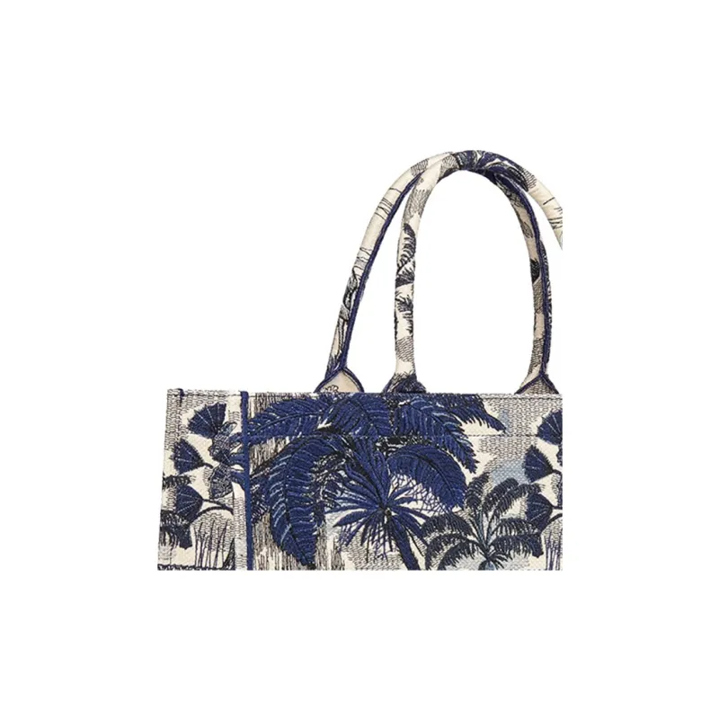 DIOR BookTote Canvas Tote Bag Shopping Bag Handbag Large Size Women's Blue-3