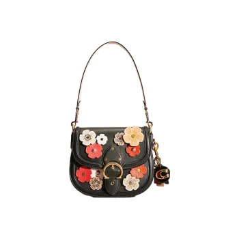 COACH Beat Glove Tanned Leather Saddle Bag, Shoulder Bag, Crossbody Bag Women's Black