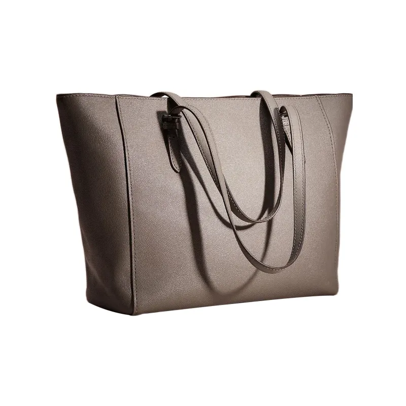 COACH Turnlock Cross Stitch Leather Tote Bag Shopping Bag Handbag Shoulder Bag Women's Gray & Silver-1