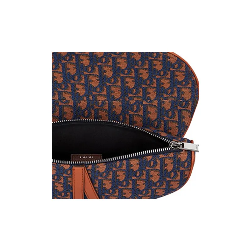 DIOR Saddle Nylon Fabric Saddle Bag Shoulder Bag Sling Bag Men's Navy And Camel-3