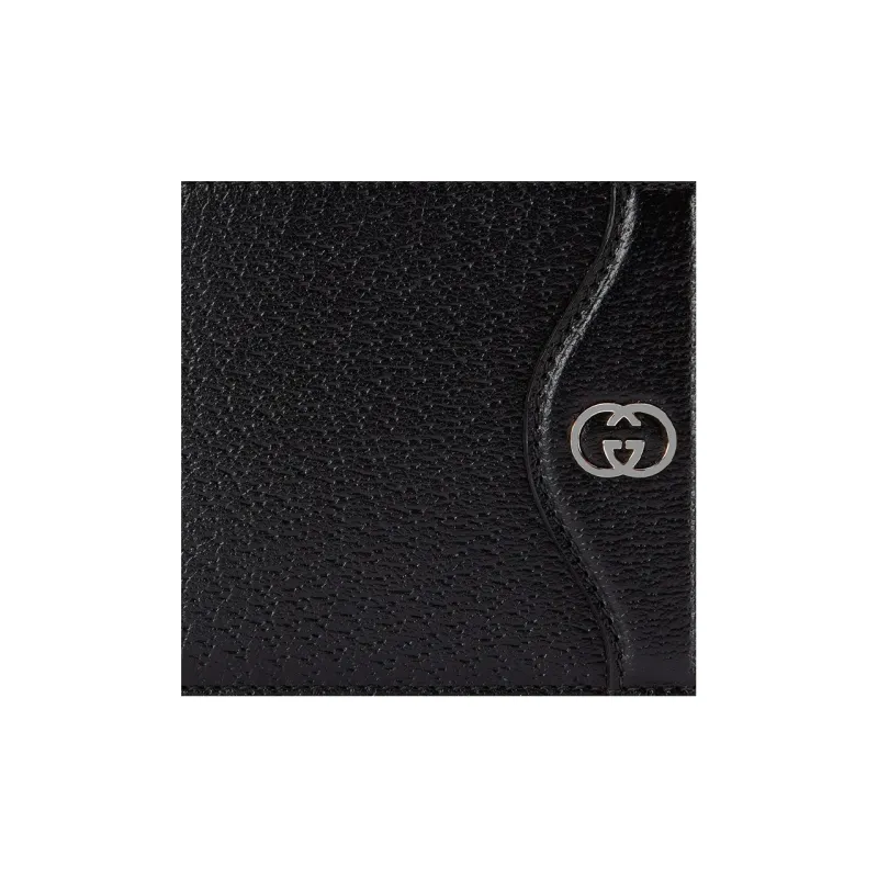 GUCCI Leather Card Holder, Wallet Men's Black-5