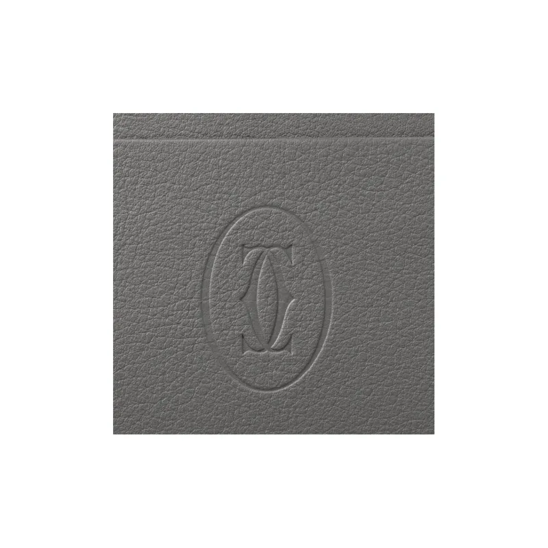 CARTIER Must De Cartier Cow Leather Card Holder Men's Smoke Gray-4