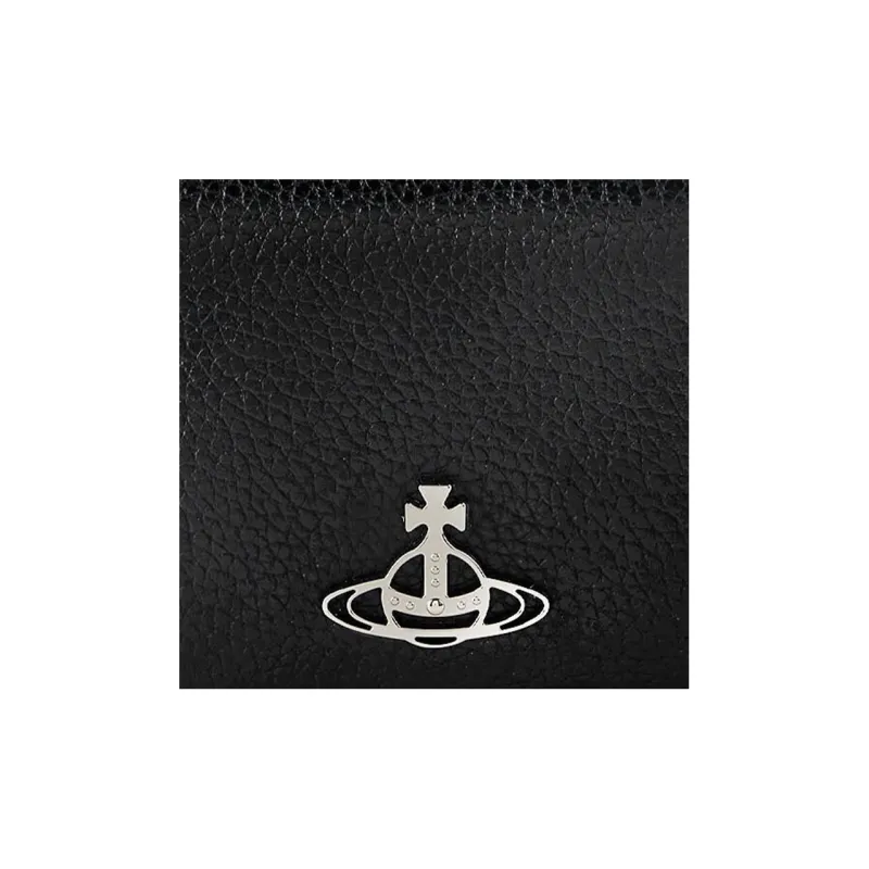 Vivienne Westwood Calfskin Grain Leather Card Holder Women's Black-3
