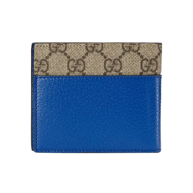 GUCCI Canvas With Leather Wallet Men's Blue/Ebony-2