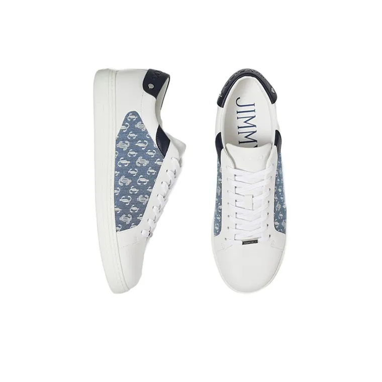 Jimmy Choo Rome Low Top Stylish Skateboarding Shoes Women's White Blue Black-3